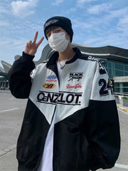 Threebooy  Retro Racing Jacket Men's High-end Motorcycle Jacket Spring Autumn Ins Fashion Brand Fashion Trend Embroidered Baseball Uniform