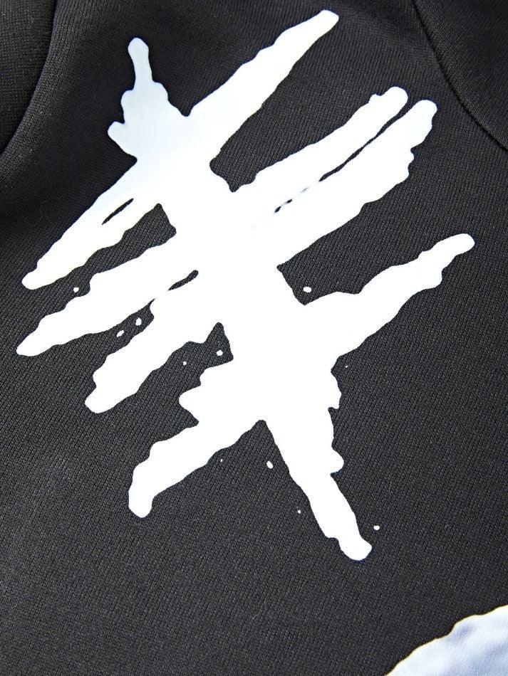 Threebooy Men's Skull Graphic Black Pullover Hoodie