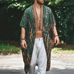 Threebooy Fashion Shawl  Mens Print Long Shirt Cardigan Summer Hawaiian Beach Sunscreen Cloak Casual Loose Cape Coat Clothing For Men 6XL