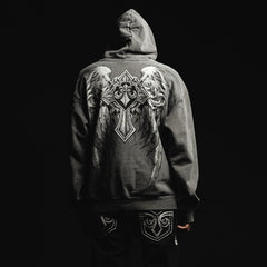 Threebooy 2000s affliction Gray Hooded Sweater Men's Trend Joker Harajuku Hip Hop Street Couple Angel Wings Hooded Coat New Sweatshirt