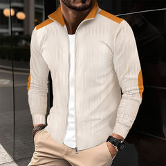 Threebooy Spring Autumn Men's Patchwork Jacket Jacquard Wrist Embroidery Zipper Cardigan New Fashion Casual Loose Tops Coat Oversized