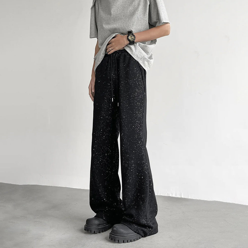 Threebooy Mens Trousers Starry Casual Pants Spring Autumn Streetwear Fashion Youth Campus Trend Wide-Leg Pants Male Men'S Clothing 2025