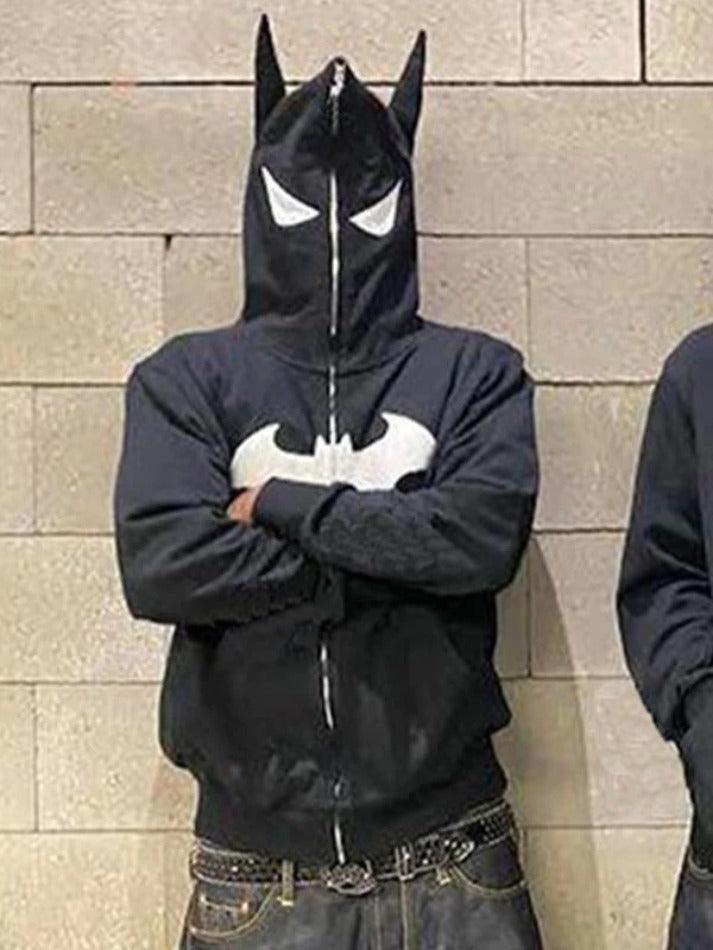 Threebooy Men's Bat Print Oversized Hoodie