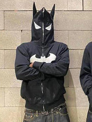 Threebooy Men's Bat Print Oversized Hoodie