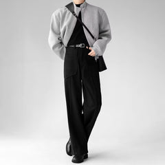 Threebooy Men Imitation Wool Three-Dimensional Stitching Business Casual Trousers Plain Classic Luxury Pants Old Money Men'S Clothing 2025