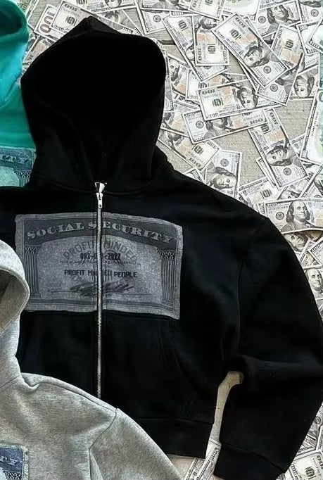 Threebooy 2000s Retro Men's and Women's Hoodies Printed Personalized Patterns Y2K Style Streetwear Hooded Cardigan Long Sleeve New Tops