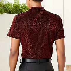 Threebooy Turtleneck Texture T-shirt For Men Elastic Tight Short Sleeved Tops Sexy Muscles Man Tshirts Summer Y2K Style Tee Streetwear