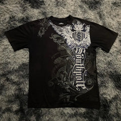 Threebooy 2000s Short Sleeve Tapout Hip Hop Skulls Letter Graphic t shirts Men Clothes Casual Gothic Streetwear Goth Cotton Oversized Tops