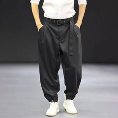 Threebooy Mens Japanese Casual Suit Leggings Pants New Genderless Fashion Retro Versatile Loose Comfortable Solid Color Pants Unisex