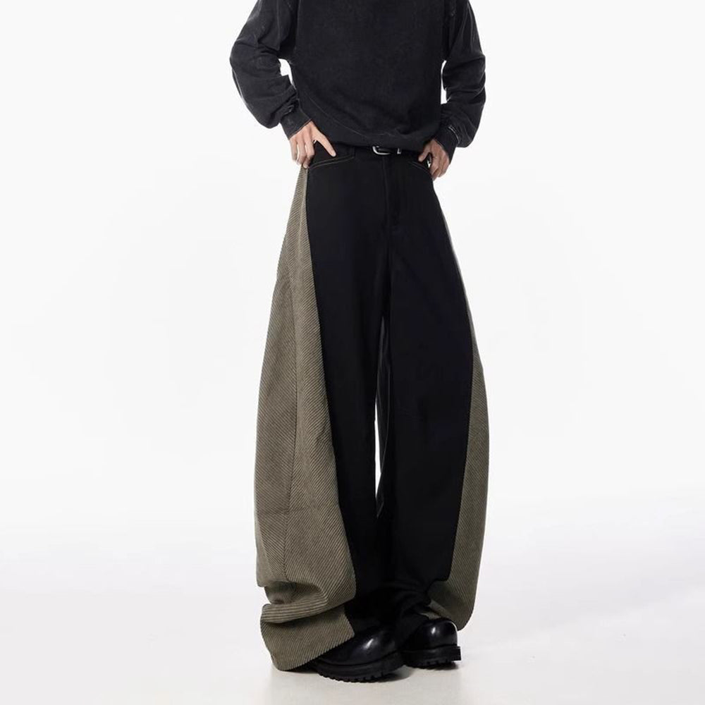 Threebooy Mens Harem Pants Curved Contrast Color Casual Pants Streetwear Youth Personality Versatile Trendy Wide Leg Pants Men's Wear 2025