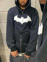 Threebooy Men's Bat Print Oversized Hoodie