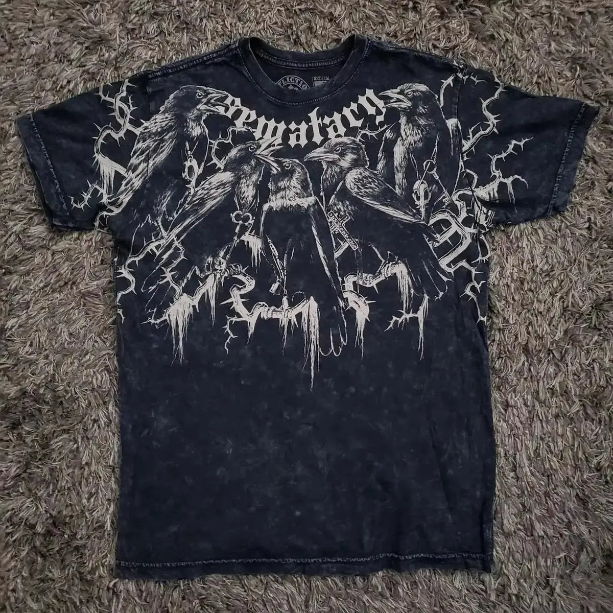 Threebooy 2000s affliction Retro T-shirts Men Grunge Cyber Goth Emo Skull Tees E-girl Graphic Print Short Sleeve Tops Vintage Streetwear