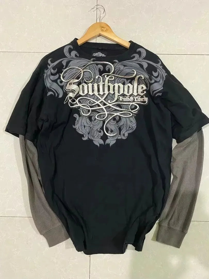 Threebooy 2000s Short Sleeve Tapout Hip Hop Skulls Letter Graphic t shirts Men Clothes Casual Gothic Streetwear Goth Cotton Oversized Tops
