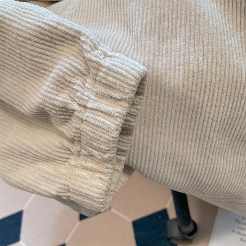 Threebooy Japan Style Oversized Corduroy Hoodie Men Women Long Sleeved Loose Hooded Coats Fall Trendy Lazy Fat Unisex Tops Sweatshirt