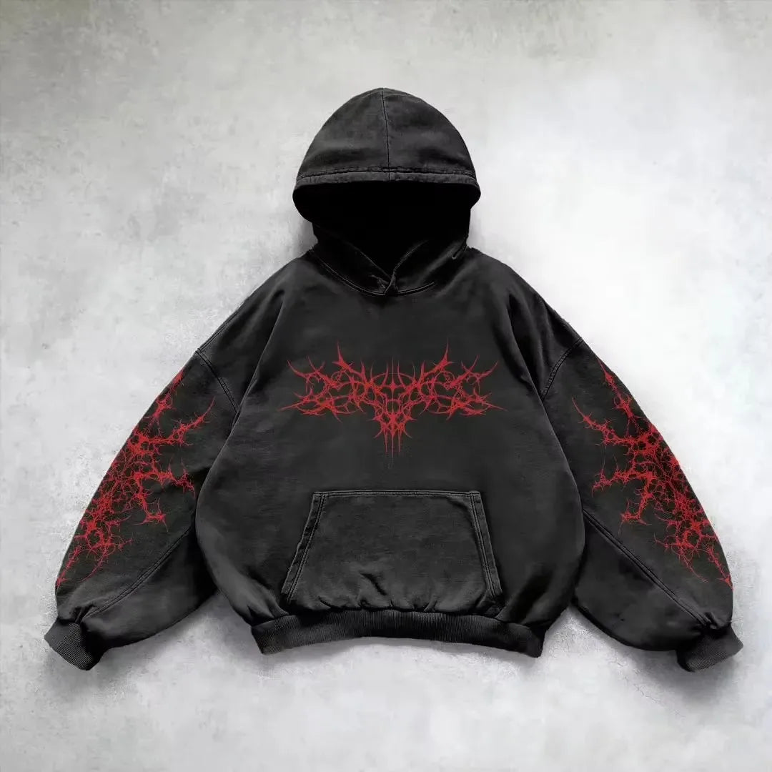 Threebooy 2000s Retro Men's and Women's Hoodies Printed Personalized Patterns Y2K Style Streetwear Hooded Cardigan Long Sleeve New Tops