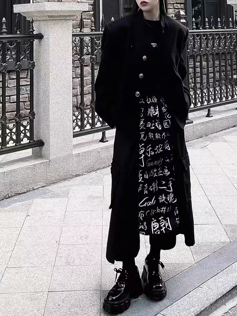 Threebooy Japan Style Mens Irregular Pants Trendy Ins Wind Ribbon Swordsman Skirt Trousers Spring Summer Fashion Loose Ankle-Length Pants