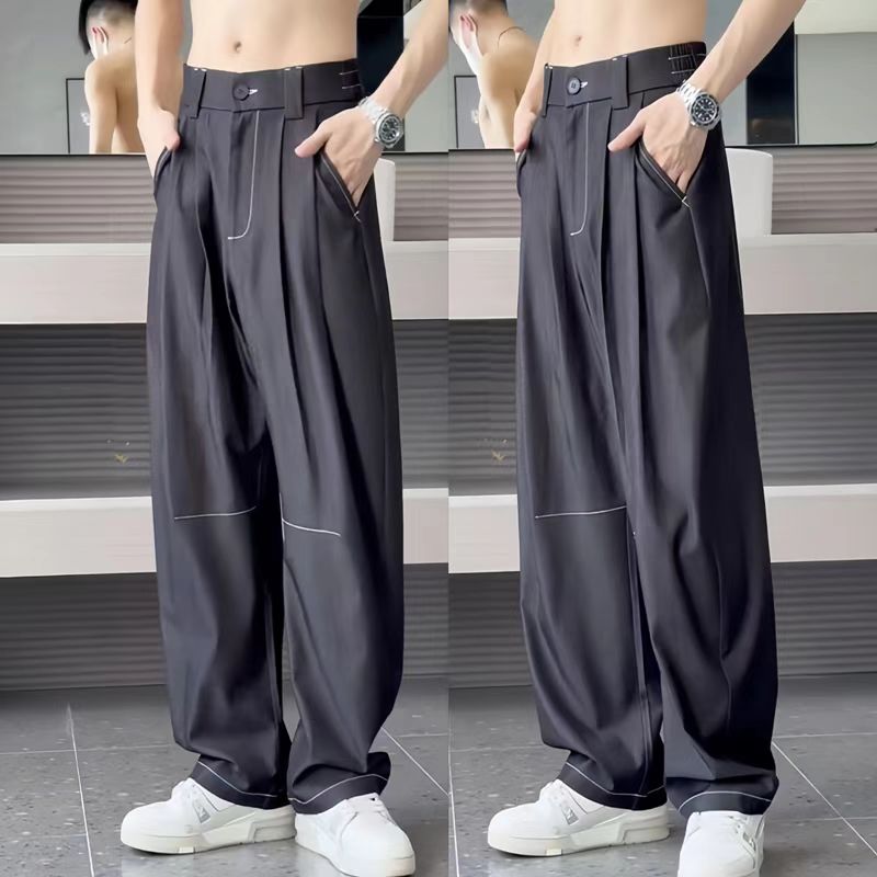 Threebooy Advanced Hanging Thin Jeans Men Casual Loose Curved Knife Pants Summer Fashion High Street Comfortable Denim Trousers Streetwear
