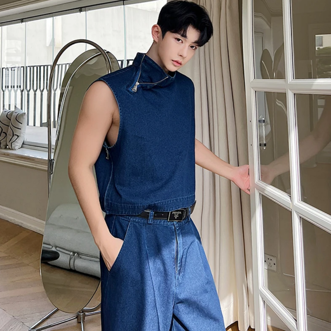 Threebooy Men's Signature 2-Piece Denim Wide Leg Jeans Set