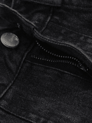Threebooy Men's Cargo Pocket Patched Straight Leg Jeans