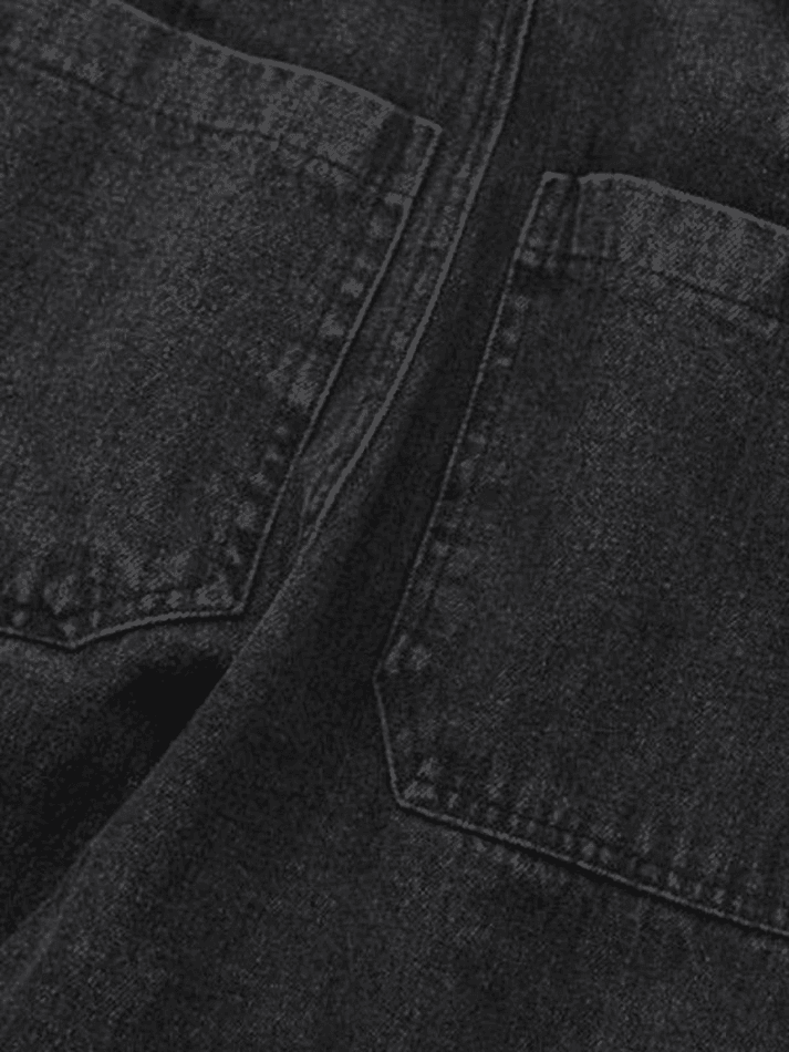 Threebooy Men's Cargo Pocket Patched Straight Leg Jeans