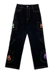 Threebooy Men's Multi Pocket Printed Cargo Jeans
