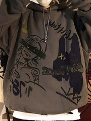 Threebooy Men's Oversize Graffiti Print Hoodie