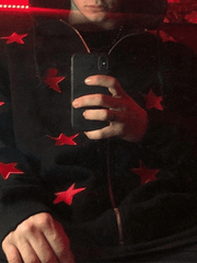 Threebooy Men's Patch Star Zip Up Hoodie