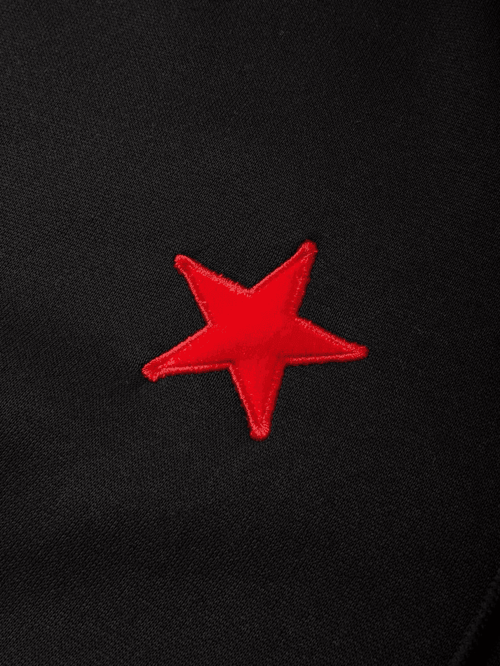 Threebooy Men's Patch Star Zip Up Hoodie