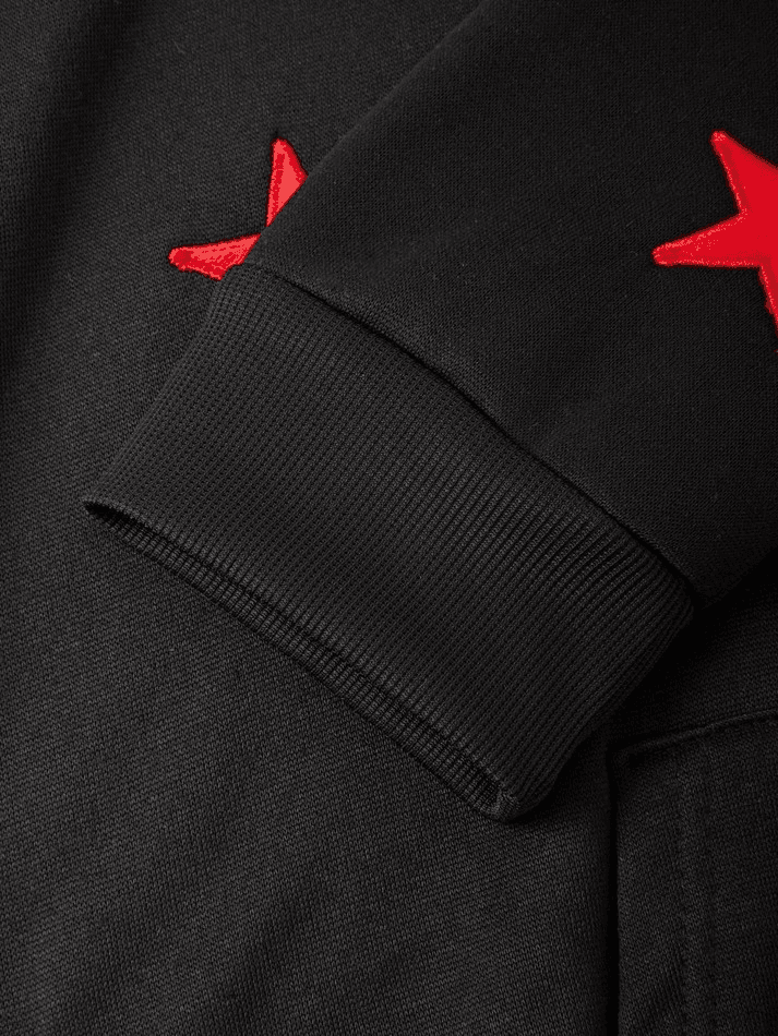 Threebooy Men's Patch Star Zip Up Hoodie