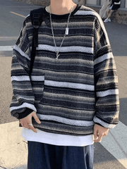 Threebooy Men's Pocket Striped Knit Sweater