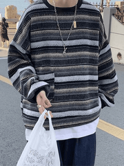 Threebooy Men's Pocket Striped Knit Sweater