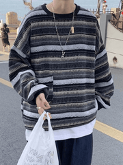Threebooy Men's Pocket Striped Knit Sweater