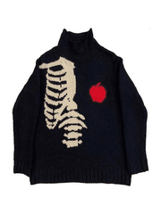Threebooy Men's Skeleton Jacquard Turtleneck Sweater