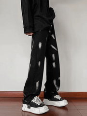 Threebooy Men's Splash Black Straight-Leg Jeans