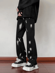 Threebooy Men's Splash Black Straight-Leg Jeans