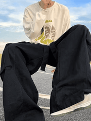Threebooy Men's Strap Detail Pocket Loose Cargo Pants