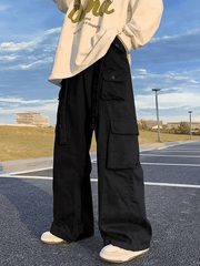 Threebooy Men's Strap Detail Pocket Loose Cargo Pants