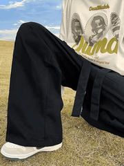 Threebooy Men's Strap Detail Pocket Loose Cargo Pants