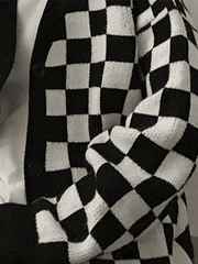 Threebooy Men's V Neck Checkered Cardigan Sweater