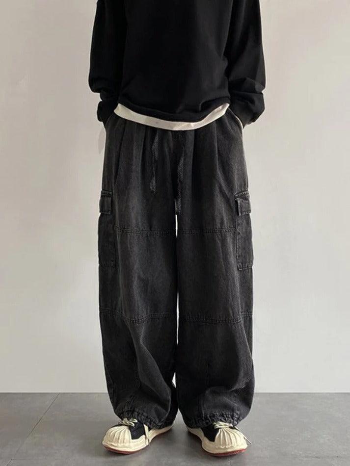 Threebooy Men's Vintage Loose Cargo Jeans