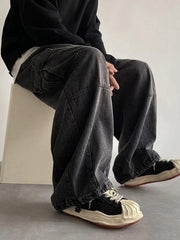 Threebooy Men's Vintage Loose Cargo Jeans