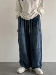 Threebooy Men's Vintage Loose Cargo Jeans