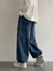 Threebooy Men's Vintage Loose Cargo Jeans
