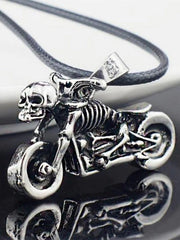 Threebooy Men's Vintage Moto Skull Necklace