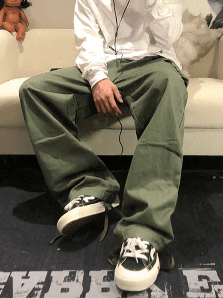 Threebooy Men's Vintage Straight-Leg Cargo Pants