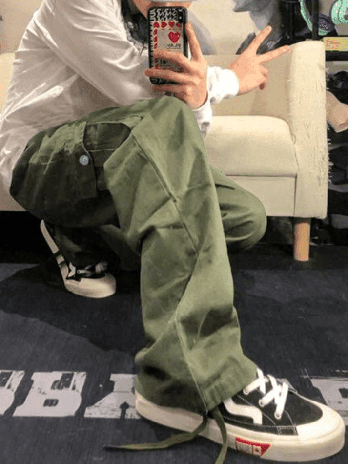 Threebooy Men's Vintage Straight-Leg Cargo Pants